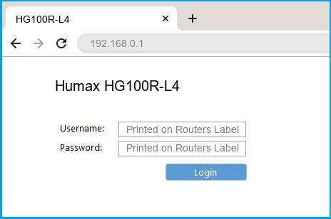 Humax HG100R-L4 router default login
