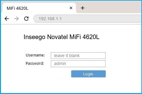 Inseego Novatel MiFi 4620L router default login