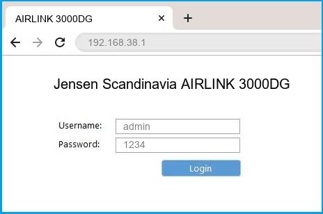 Jensen Scandinavia AIRLINK 3000DG router default login