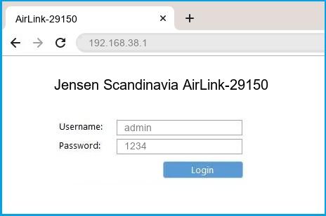 Jensen Scandinavia AirLink-29150 router default login