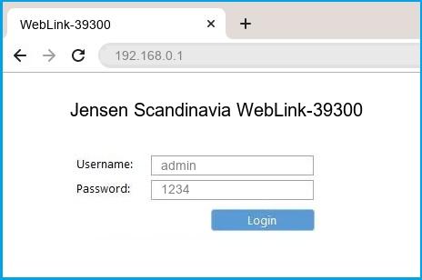 Jensen Scandinavia WebLink-39300 router default login