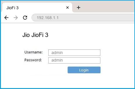 Jio JioFi 3 router default login