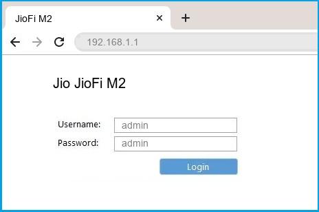 Jio JioFi M2 router default login