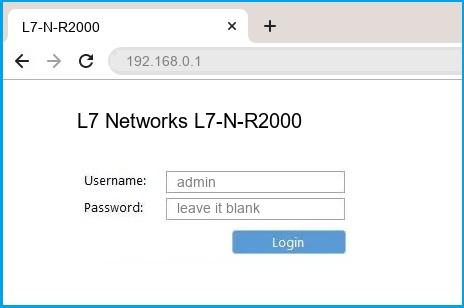 L7 Networks L7-N-R2000 router default login