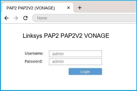 Linksys PAP2 PAP2V2 VONAGE router default login Linksys PAP2 PAP2V2 VONAGE router default login