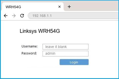 Linksys WRH54G router default login