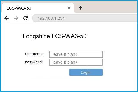 Longshine LCS-WA3-50 router default login Longshine LCS-WA3-50 router default login