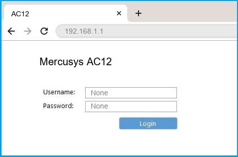 Mercusys AC12 router default login