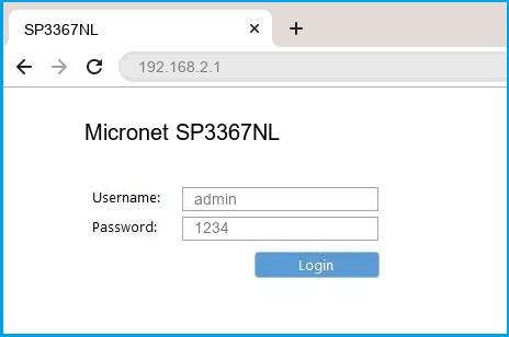 Micronet SP3367NL router default login