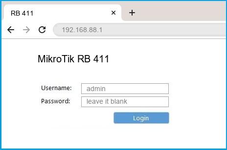 MikroTik RB 411 router default login