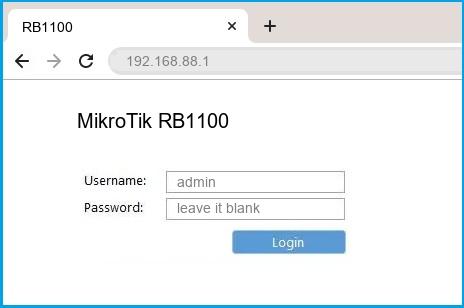MikroTik RB1100 router default login