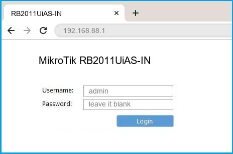 MikroTik RB2011UiAS-IN router default login