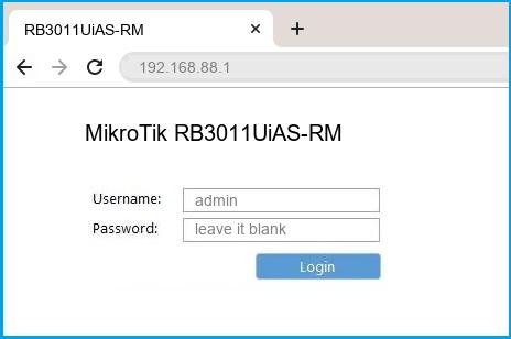 MikroTik RB3011UiAS-RM router default login