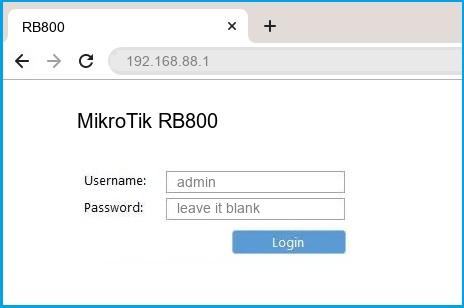 MikroTik RB800 router default login