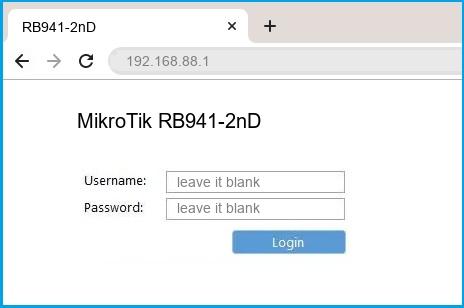 MikroTik RB941-2nD router default login