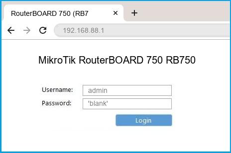 MikroTik RouterBOARD 750 RB750 router default login