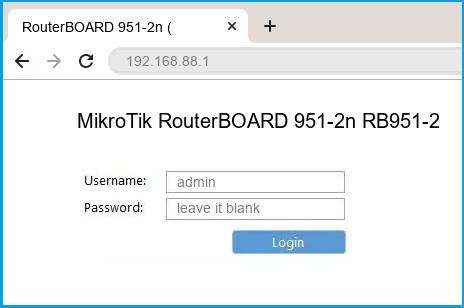 MikroTik RouterBOARD 951-2n RB951-2n router default login