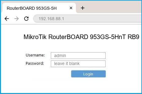 MikroTik RouterBOARD 953GS-5HnT RB953GS-5HnT router default login