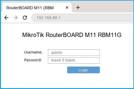MikroTik RouterBOARD M11 RBM11G router default login
