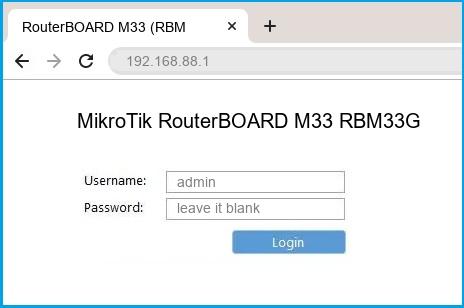 MikroTik RouterBOARD M33 RBM33G router default login