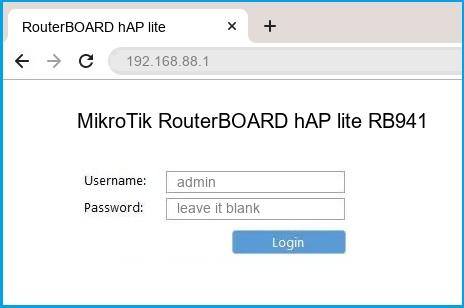 MikroTik RouterBOARD hAP lite RB941-2nD-TC router default login