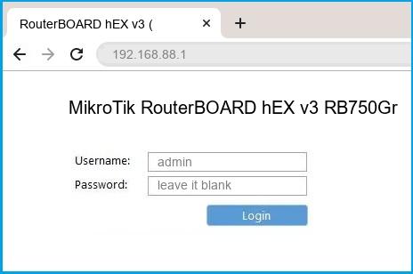 MikroTik RouterBOARD hEX v3 RB750Gr3 router default login