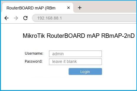MikroTik RouterBOARD mAP RBmAP-2nD router default login