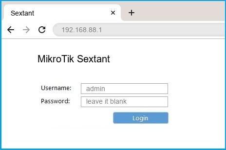 MikroTik Sextant router default login