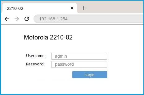 Motorola 2210-02 router default login