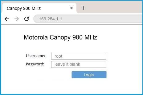Motorola Canopy 900 MHz router default login