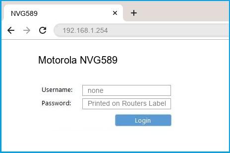 Motorola NVG589 router default login