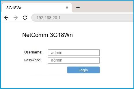 NetComm 3G18Wn router default login