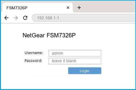 NetGear FSM7326P router default login