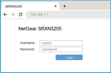 NetGear SRXN3205 router default login