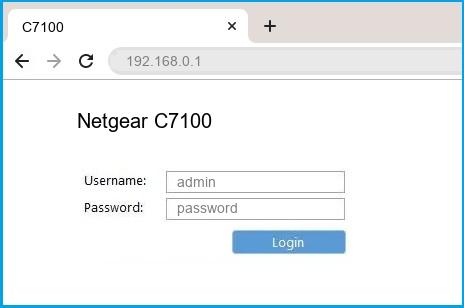 Netgear C7100 router default login