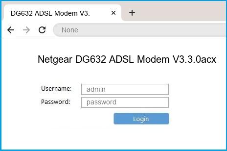 Netgear DG632 ADSL Modem V3.3.0acx router default login