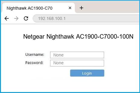 Netgear Nighthawk AC1900-C7000-100NAS router default login
