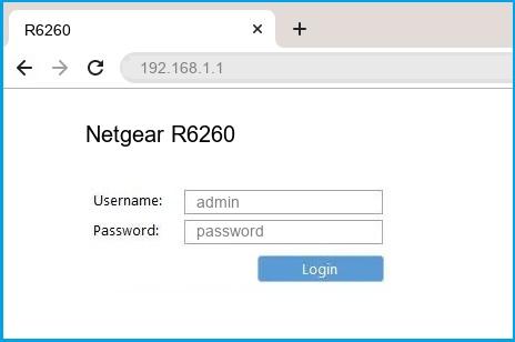 Netgear R6260 router default login