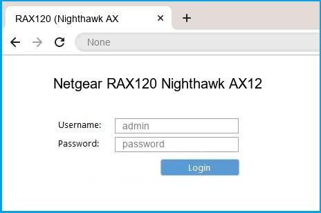 Netgear RAX120 Nighthawk AX12 router default login