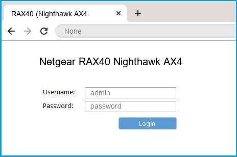 Netgear RAX40 Nighthawk AX4 router default login