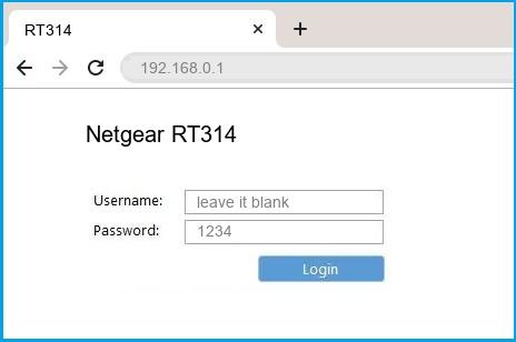 Netgear RT314 router default login