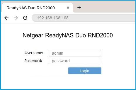 Netgear ReadyNAS Duo RND2000 router default login