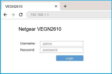 Netgear VEGN2610 router default login