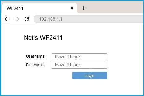 fan Intense Receiver Netis WF2411 Router Login and Password