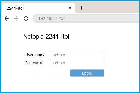 Netopia 2241-Itel router default login
