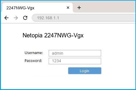 Netopia 2247NWG-Vgx router default login