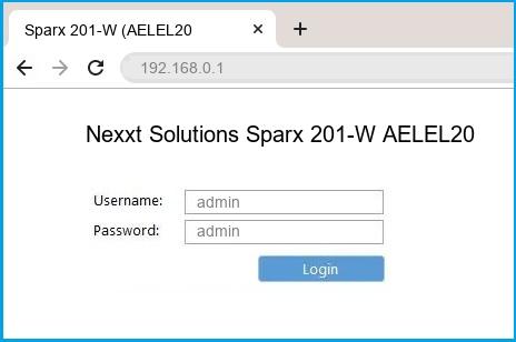 Nexxt Solutions Sparx 201-W AELEL204U2 router default login