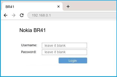 Nokia BR41 router default login