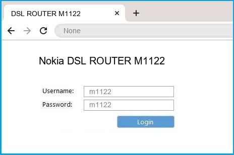 Nokia DSL ROUTER M1122 router default login