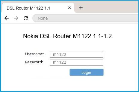 Nokia DSL Router M1122 1.1-1.2 router default login